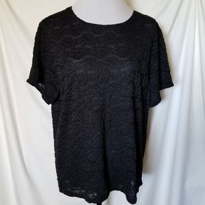 Westbound II Black Embroider Stretch Lace Women's 2X Flowers Floral